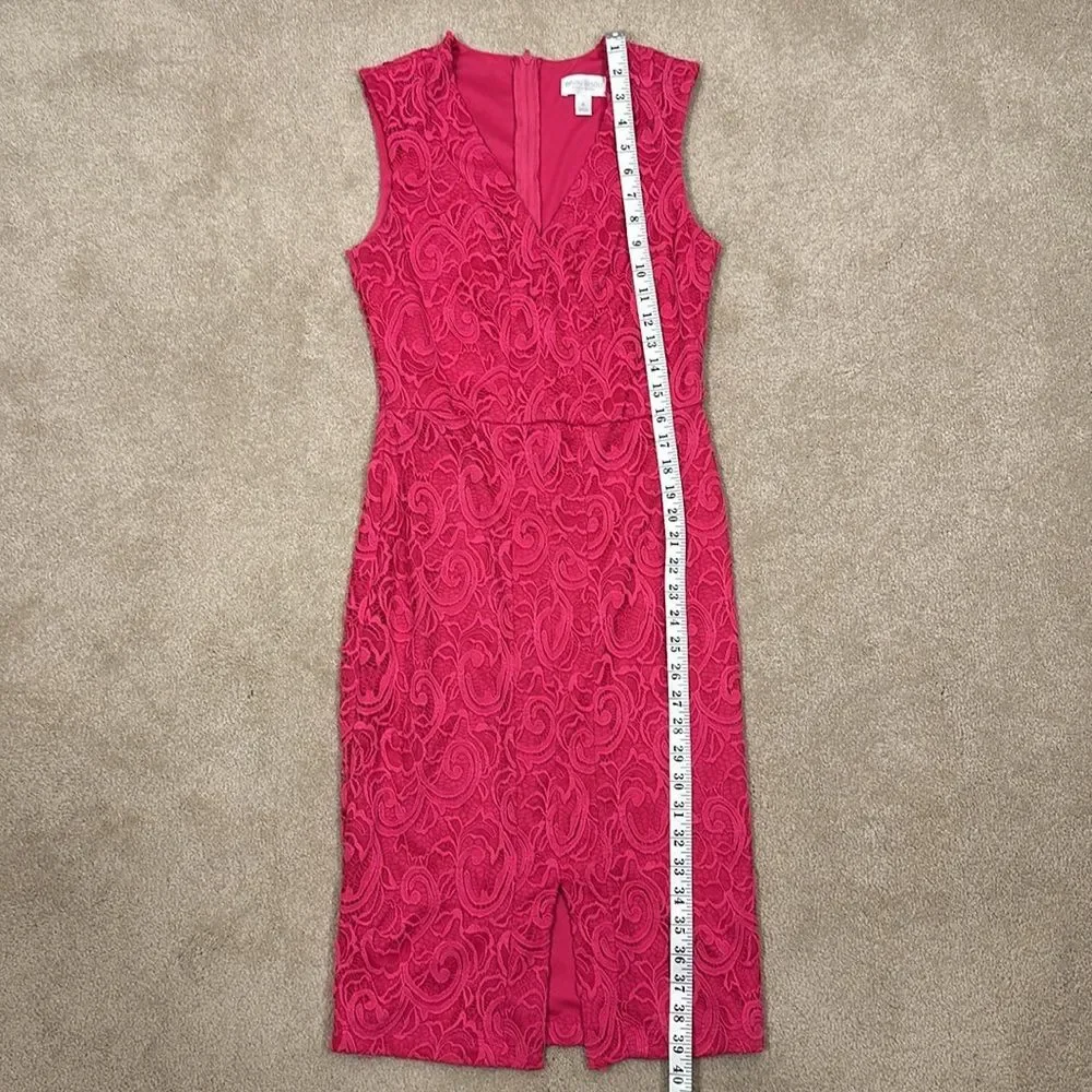 Bisou Bisou Michele Bohbot Pink Lace Overlay Eyelet Lined Sleeveless Dress 4